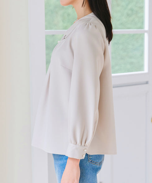 【ダブルクロス】【2way】ボウタイ風ブラウス