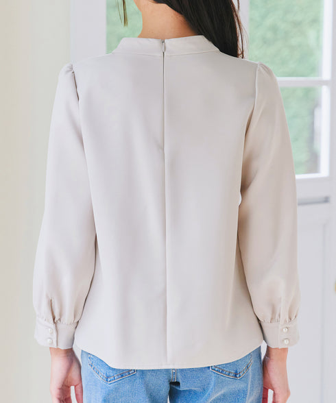 【ダブルクロス】【2way】ボウタイ風ブラウス