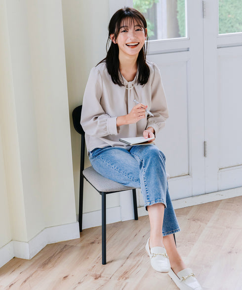 【ダブルクロス】【2way】ボウタイ風ブラウス