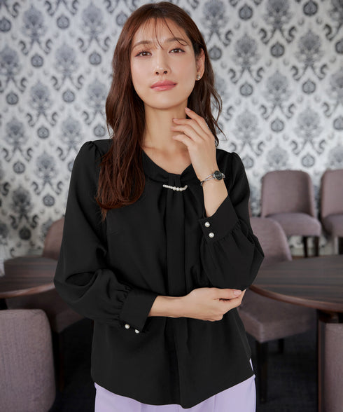 【ダブルクロス】【2way】ボウタイ風ブラウス