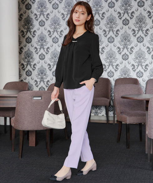 【ダブルクロス】【2way】ボウタイ風ブラウス