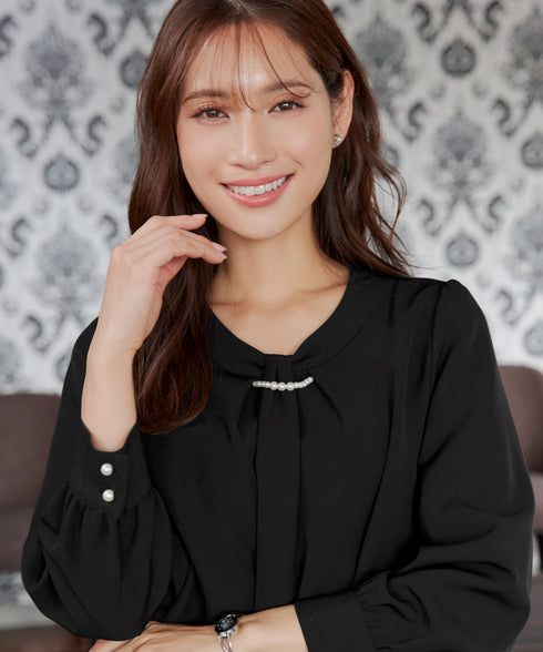 【ダブルクロス】【2way】ボウタイ風ブラウス