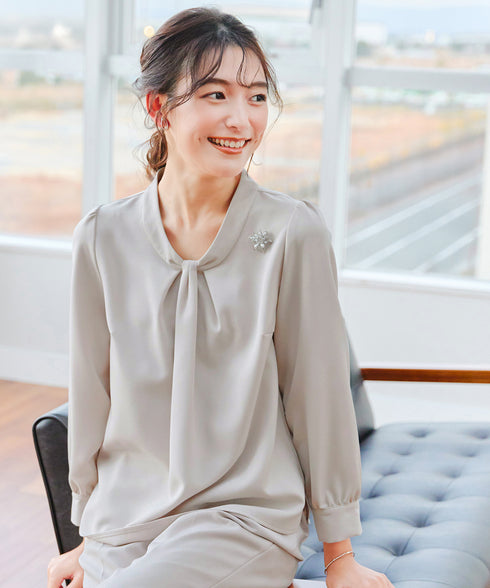 【ダブルクロス】【2way】ボウタイ風ブラウス