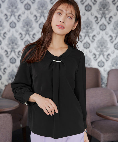 【ダブルクロス】【2way】ボウタイ風ブラウス