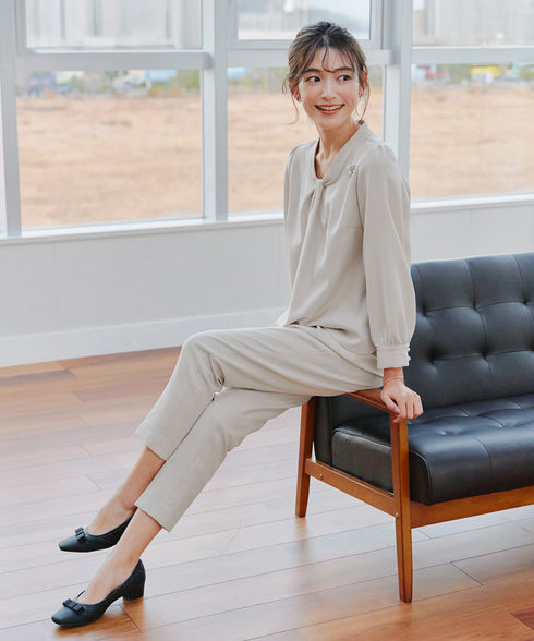 【ダブルクロス】【2way】ボウタイ風ブラウス