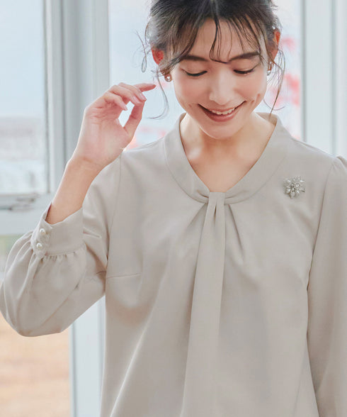 【ダブルクロス】【2way】ボウタイ風ブラウス