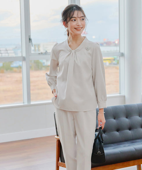 【ダブルクロス】【2way】ボウタイ風ブラウス