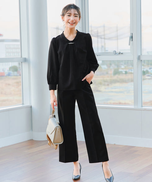 【ダブルクロス】【2way】ボウタイ風ブラウス