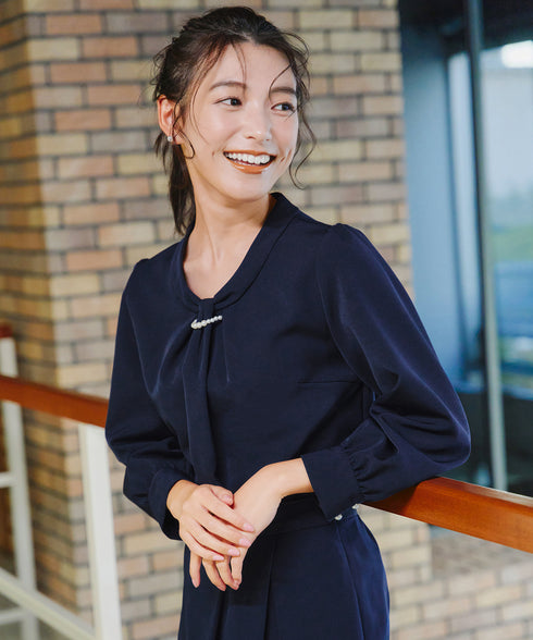 【ダブルクロス】【2way】ボウタイ風ブラウス