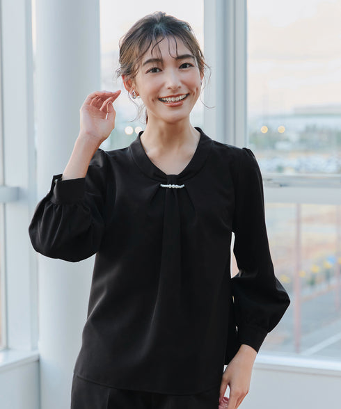 【ダブルクロス】【2way】ボウタイ風ブラウス