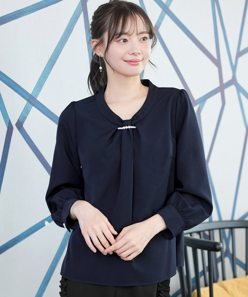 【ダブルクロス】【2way】ボウタイ風ブラウス