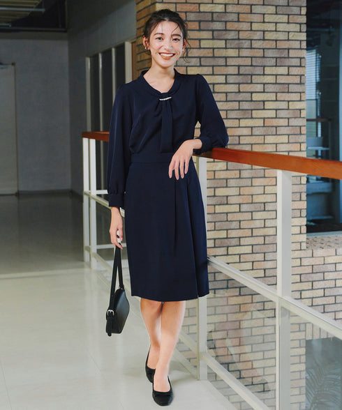 【ダブルクロス】【2way】ボウタイ風ブラウス