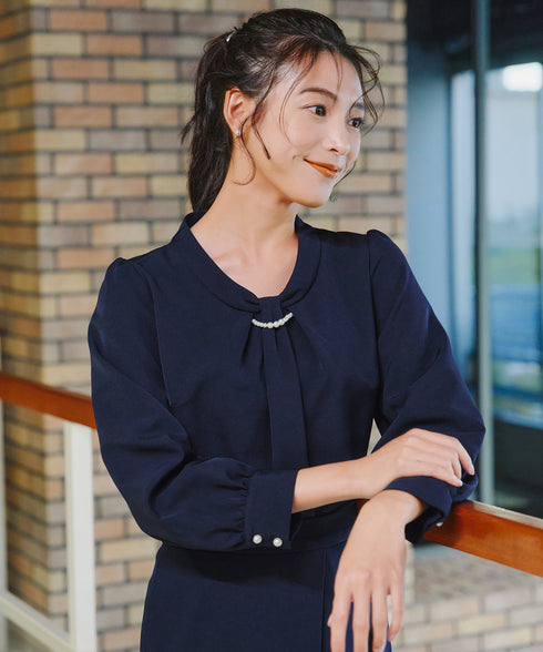 【ダブルクロス】【2way】ボウタイ風ブラウス