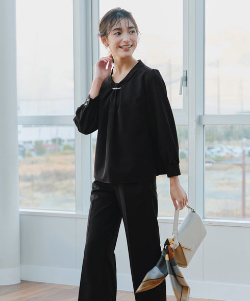 【ダブルクロス】【2way】ボウタイ風ブラウス