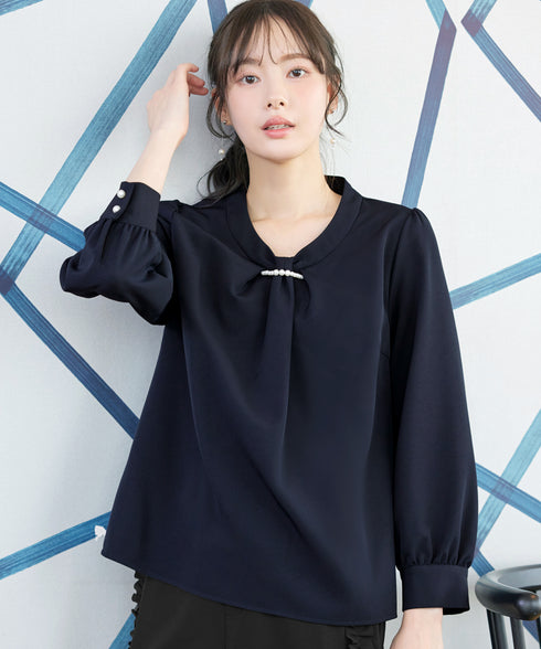 【ダブルクロス】【2way】ボウタイ風ブラウス