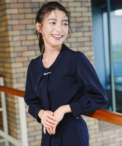 【ダブルクロス】【2way】ボウタイ風ブラウス