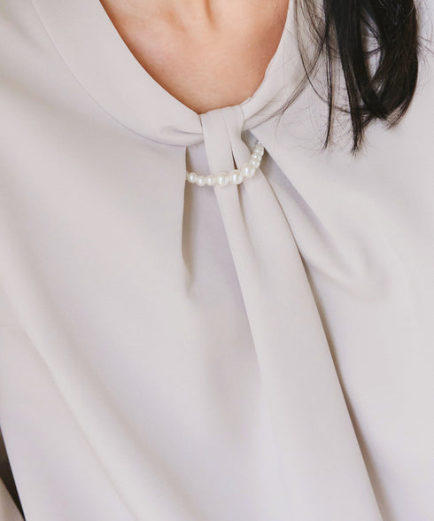 【ダブルクロス】【2way】ボウタイ風ブラウス