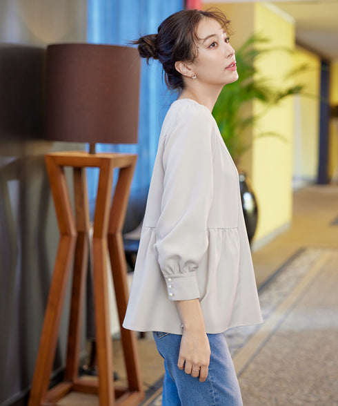 【ダブルクロス】パフスリーブペプラムチュニック