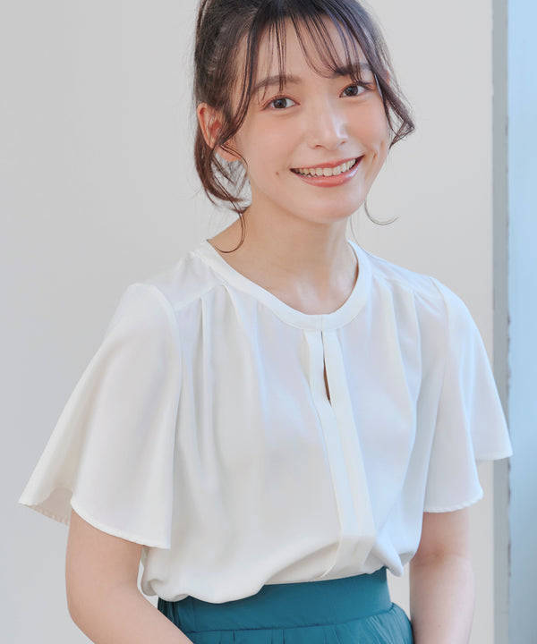 【2WAY・接触冷感】ノーカラーブラウス