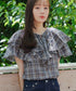 チェック柄フリルブラウス