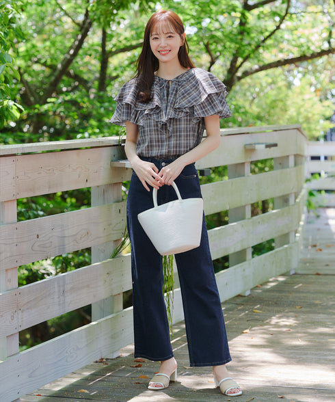 【安田美沙子さん着用】ストレッチワイドデニム