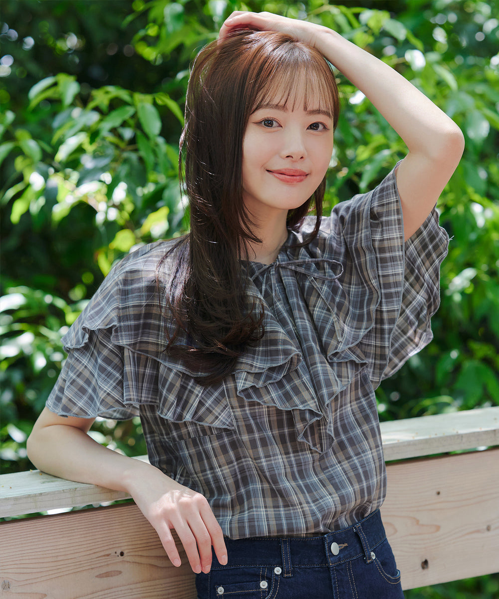 チェック柄フリルブラウス – Tiaclasse