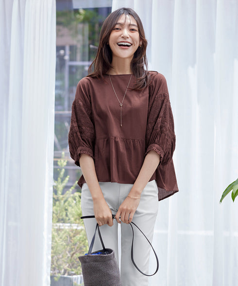 コットンエンブロイダリーブラウス