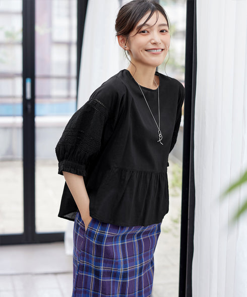 コットンエンブロイダリーブラウス