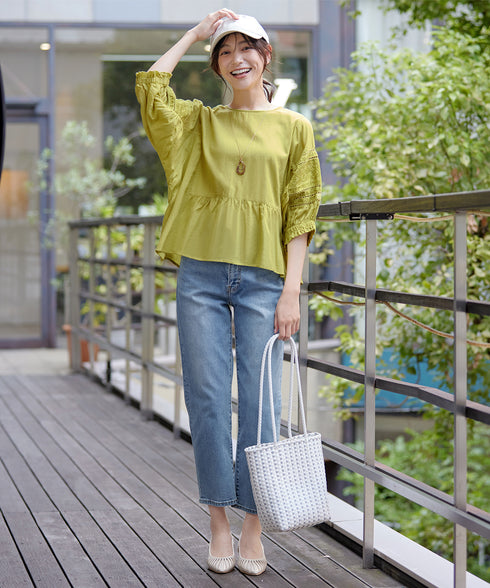 コットンエンブロイダリーブラウス