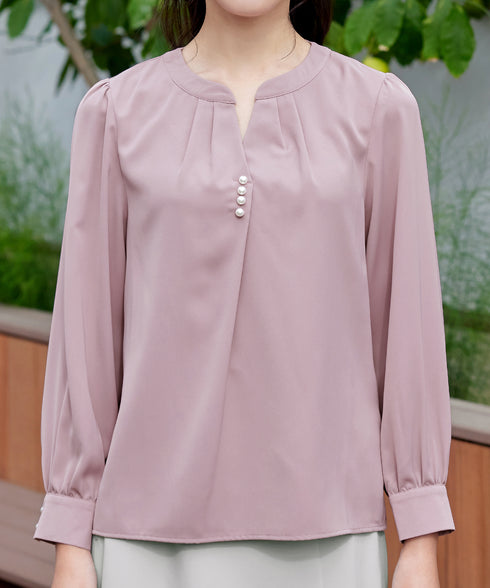 【クリアランスセール】スキッパー衿ボタンブラウス