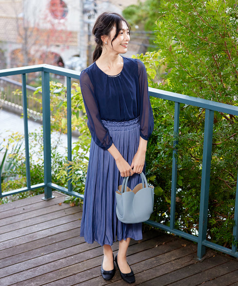 【安田美沙子さん着用】ヴィンテージサテンプリーツスカート