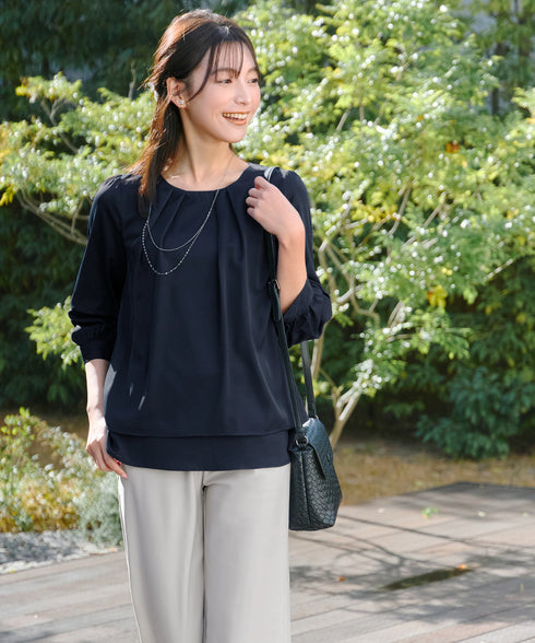【新色追加】 つまみタック袖レイヤードブラウス