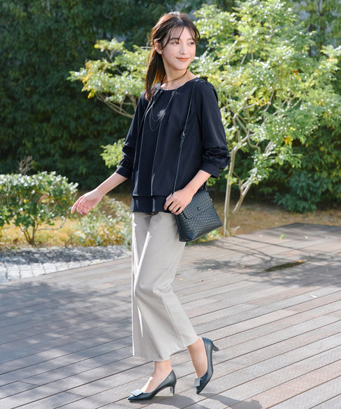 【新色追加】 つまみタック袖レイヤードブラウス