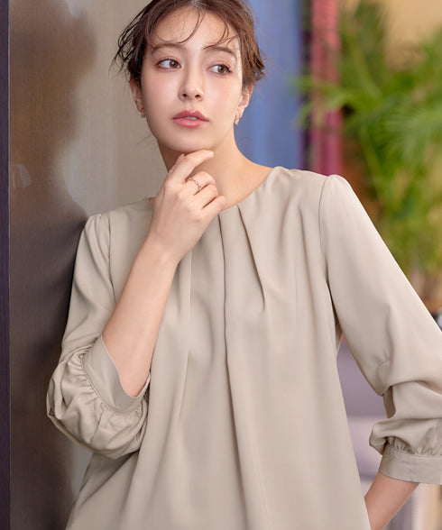 【新色追加】 つまみタック袖レイヤードブラウス