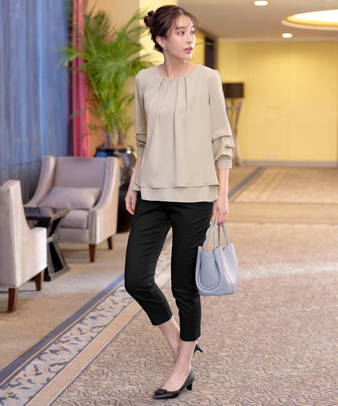 【新色追加】 つまみタック袖レイヤードブラウス