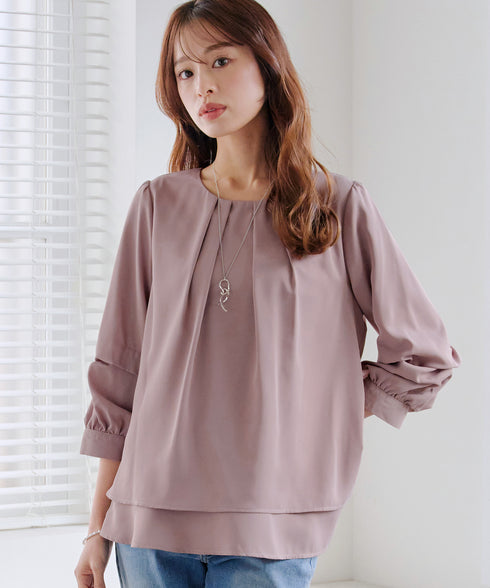 【新色追加】 つまみタック袖レイヤードブラウス
