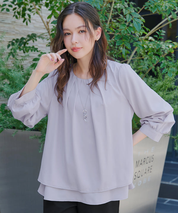 【新色追加】 つまみタック袖レイヤードブラウス