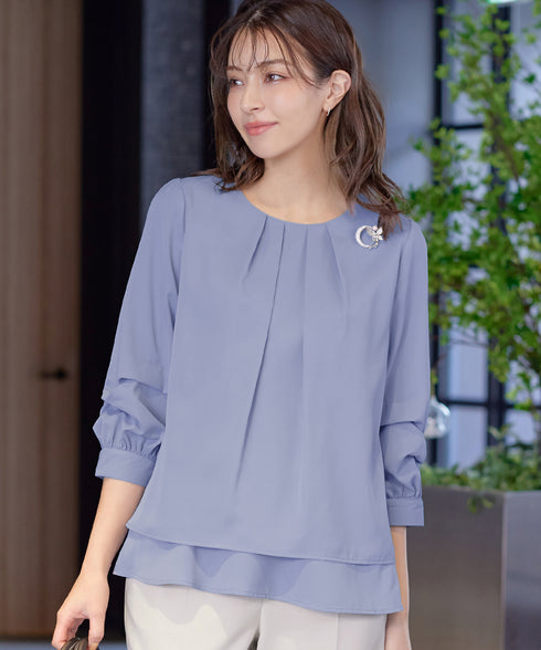 【新色追加】 つまみタック袖レイヤードブラウス