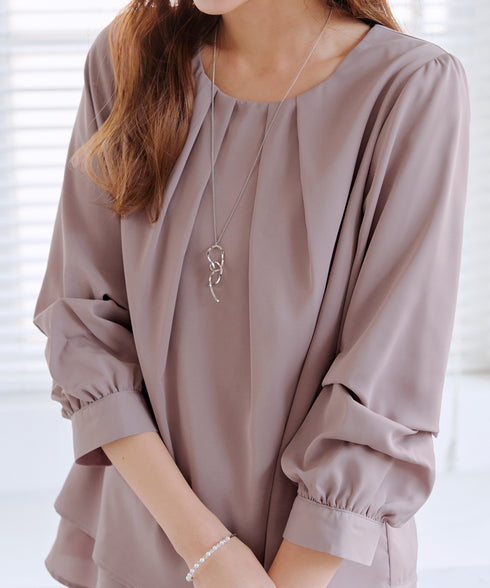 【新色追加】 つまみタック袖レイヤードブラウス