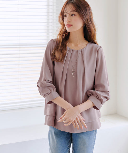 【新色追加】 つまみタック袖レイヤードブラウス