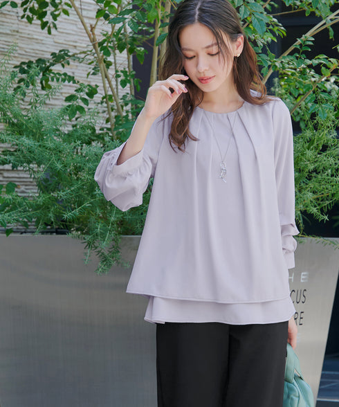 【新色追加】 つまみタック袖レイヤードブラウス