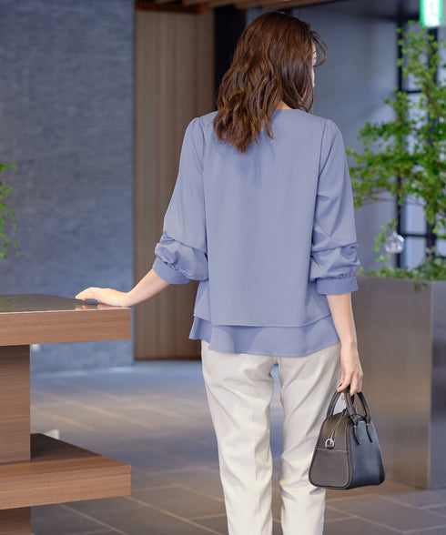 【新色追加】 つまみタック袖レイヤードブラウス