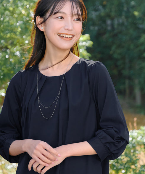 【新色追加】 つまみタック袖レイヤードブラウス