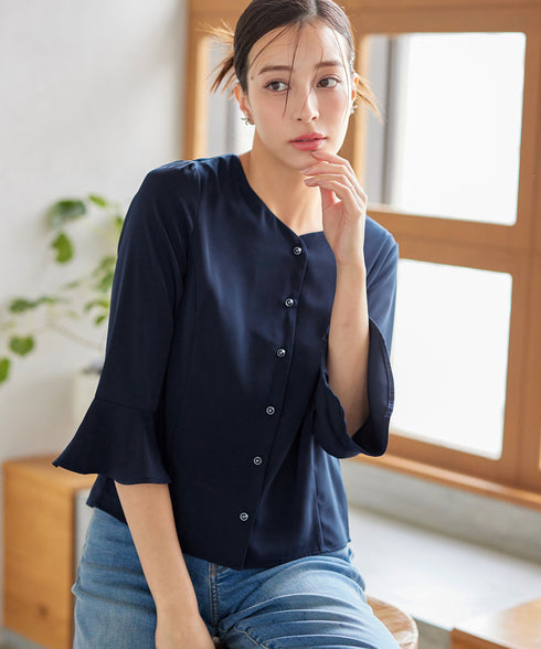 【アウトレット】ハートネックフレア袖ブラウス