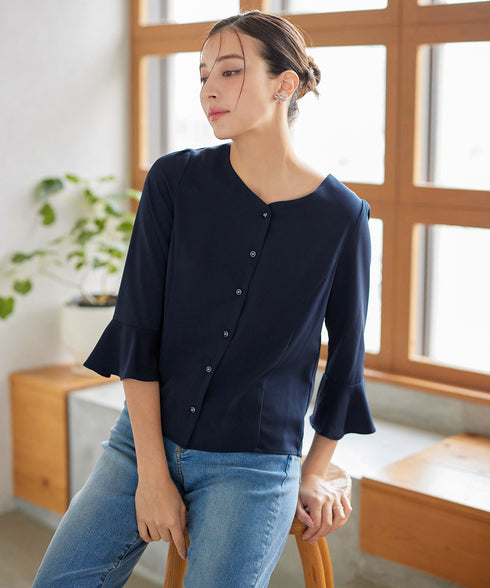 【アウトレット】ハートネックフレア袖ブラウス