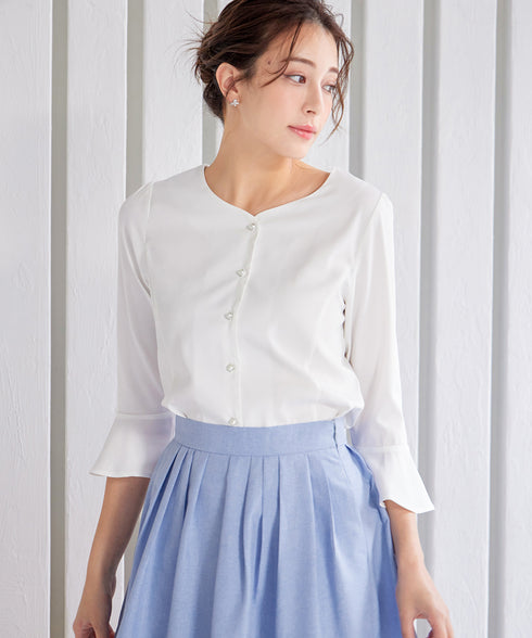 【アウトレット】ハートネックフレア袖ブラウス