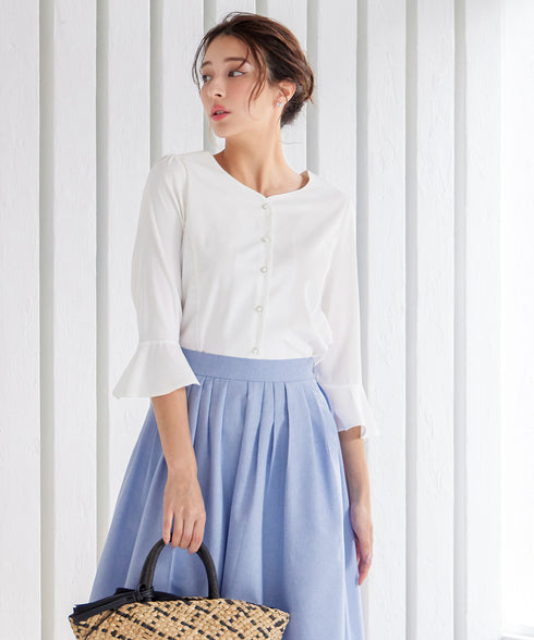 【アウトレット】ハートネックフレア袖ブラウス