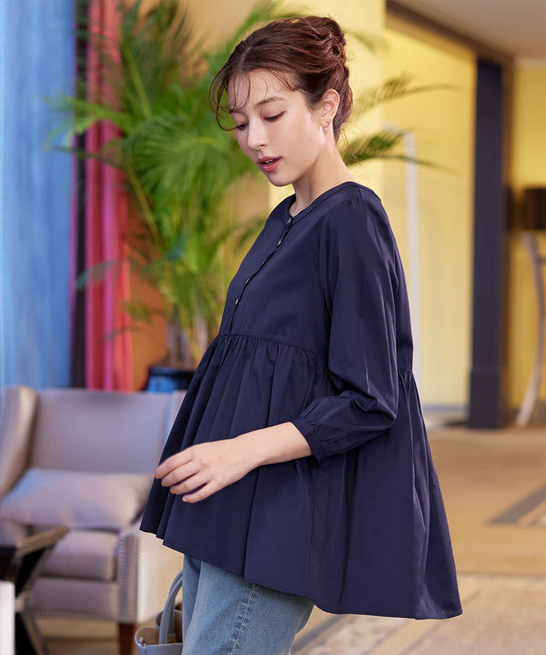 【アウトレット】レーヨンツイルギャザーブラウス