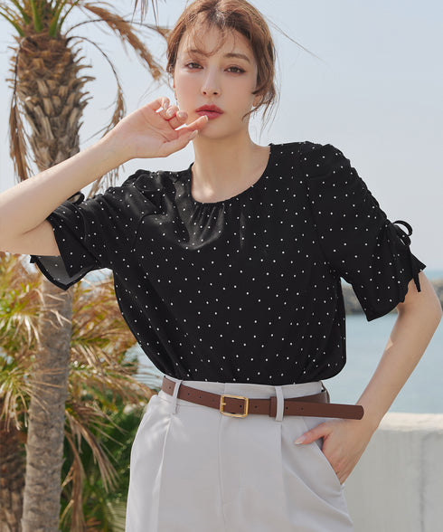 ボリュームスリーブリボンブラウス