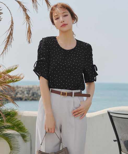 ボリュームスリーブリボンブラウス